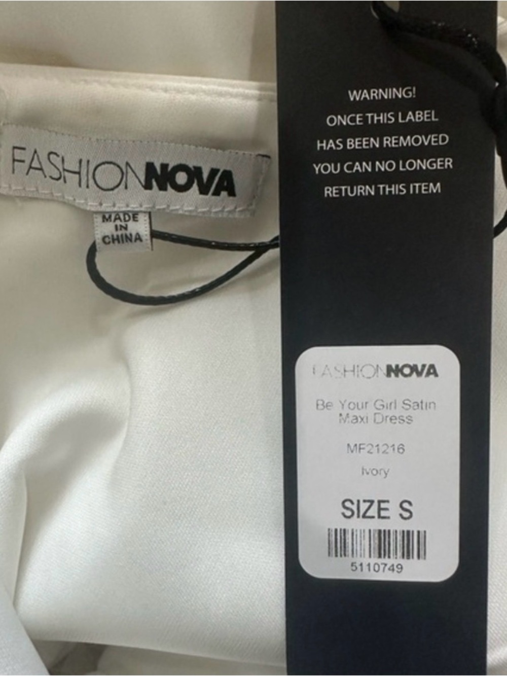 Fashion Nova Elegant White Spaghetti-Strap Maxi Dress with High Slit & Feathers - Picture 5 of 5
